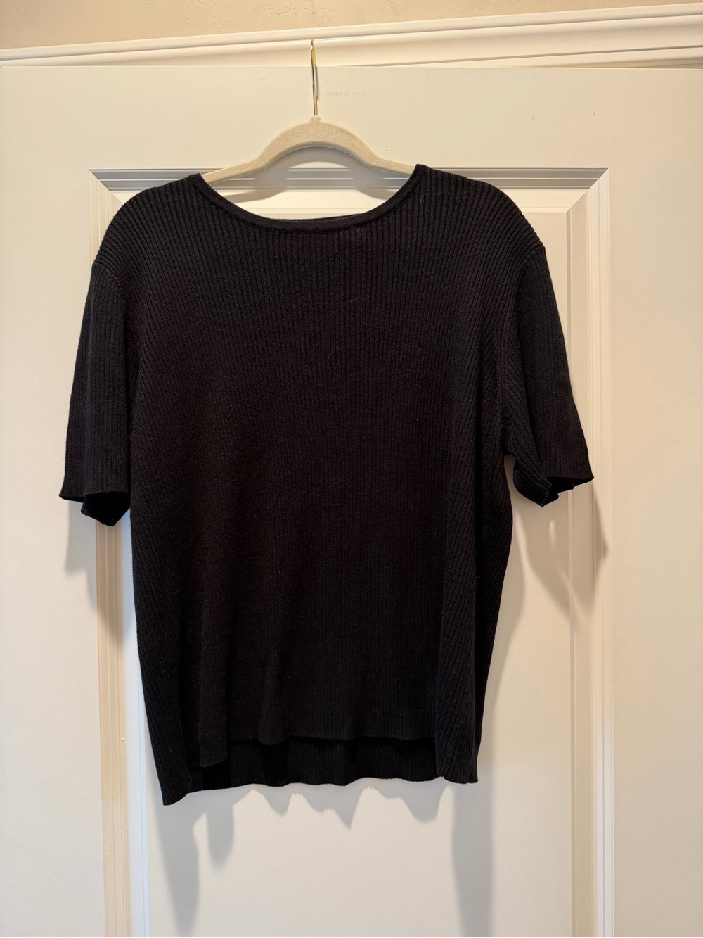 croft & barrow Black Ribbed Short-Sleeve Knit Tee
